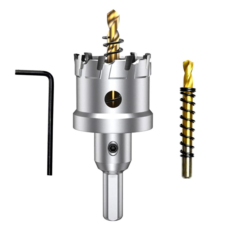 ASNOMY Tungsten Carbide Tipped Hole Saw Drill Bit for Hard Metal, 1-1/2 Inch T.C.T Hole Saw Cutter with 2pcs Titanium-Plated Pilot Drill bit for Metal, Steel, Iron, Wood, Plastic - Image 1
